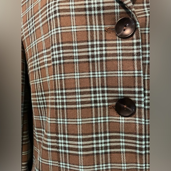 Long Jacket Aqua & Brown Plaid - Picture 3 of 8